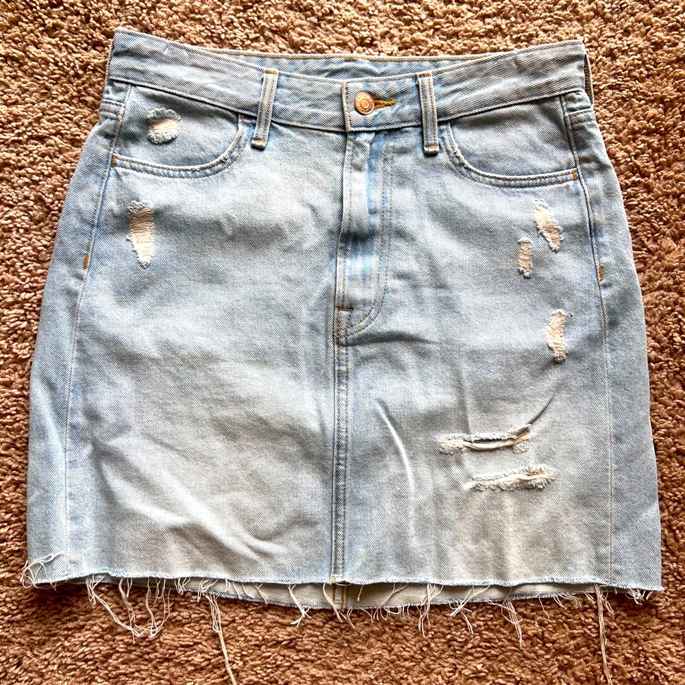 H&M Distressed Denim Mini Skirt